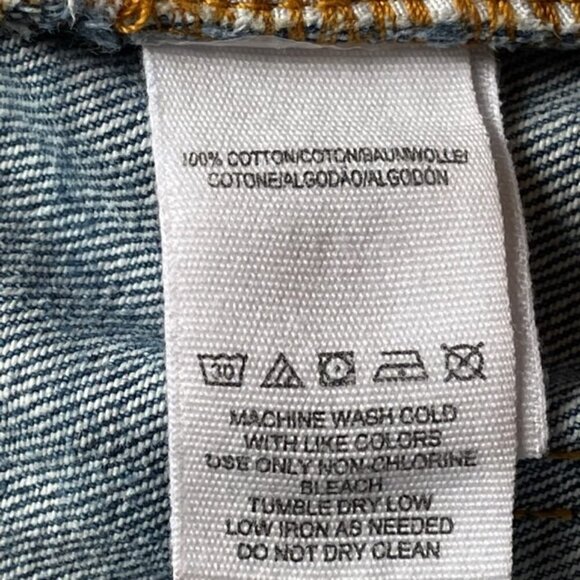 FREE PEOPLE Wild Rose Embroidered Distressed Mini Denim Jean Skirt - Size 25 - Picture 7 of 7